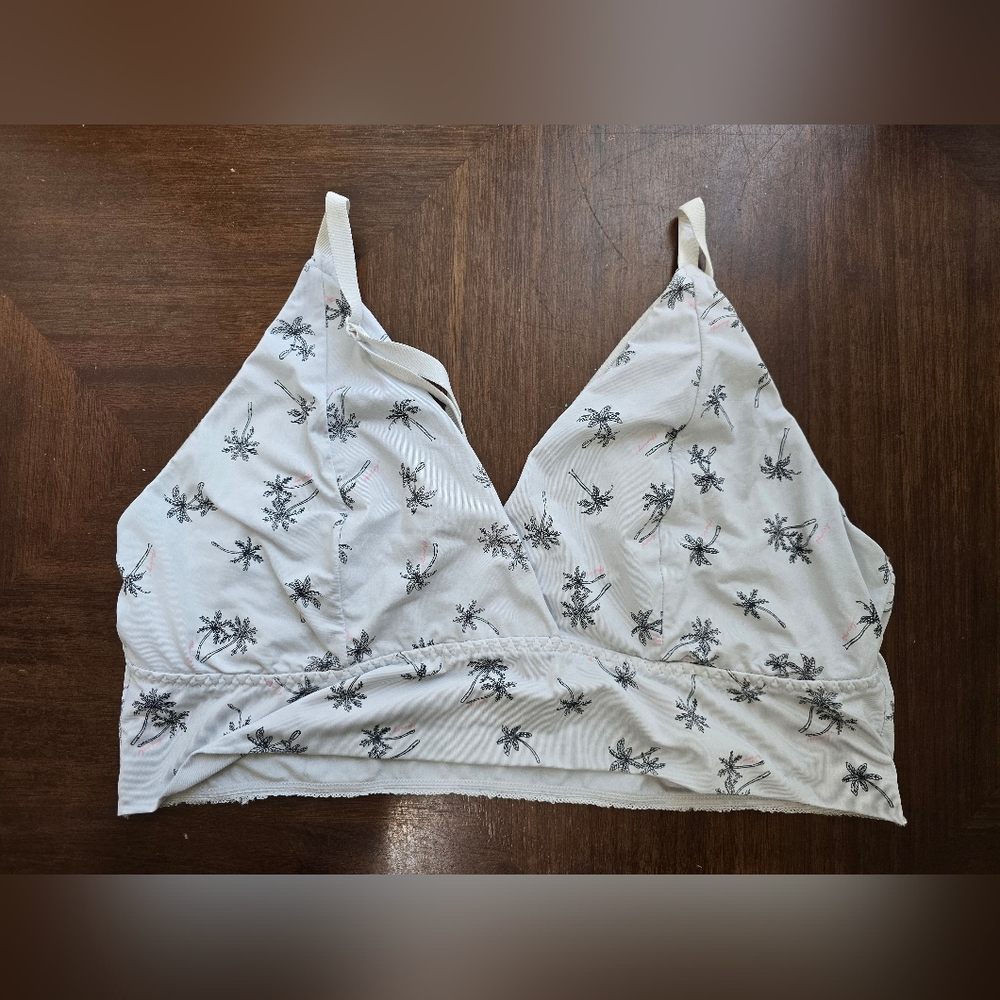 Women's Plus White Palm Tree Bralette 4X
